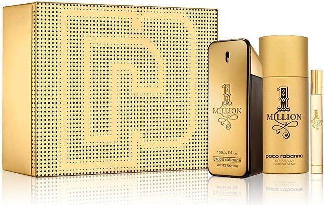 Actual product image Paco Rabanne 1 Million EDT 100 ml + Deodorant Spray 150 ml + EDT 10 ml Travel - Gift Set (Perfume set)