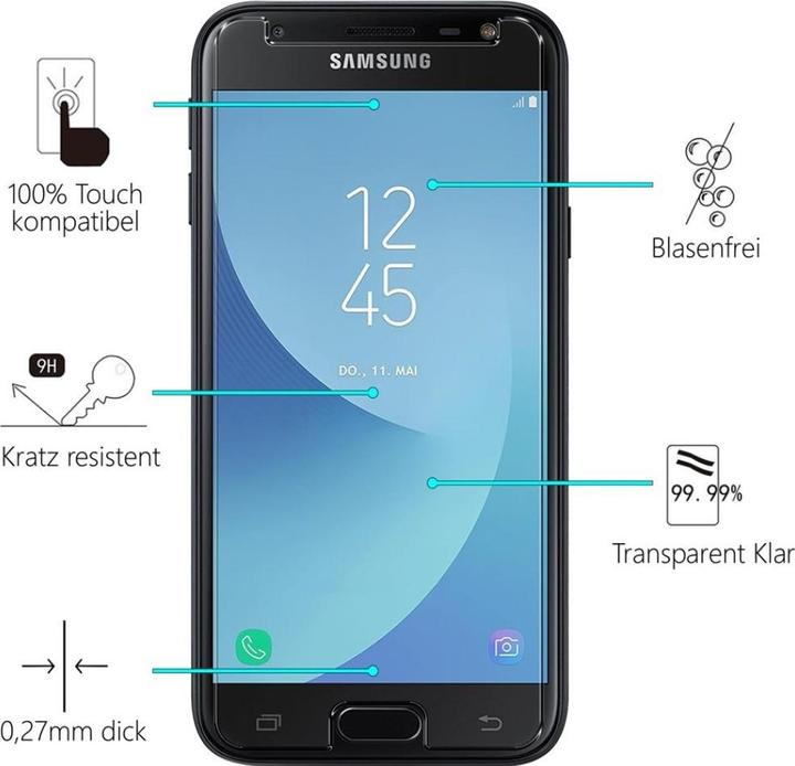 Immagine prodotto Screenguard Samsung Galaxy J5 2017 Pellicola protettiva in vetro Custodia Design amichevole (1 Pezzo/i, Samsung Galaxy J5 (2017))