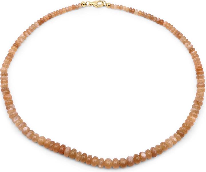 Xen Mondstein - Collier peach Rondelle 45 cm 925 Silber (925 Sterling Silber, 45 cm)