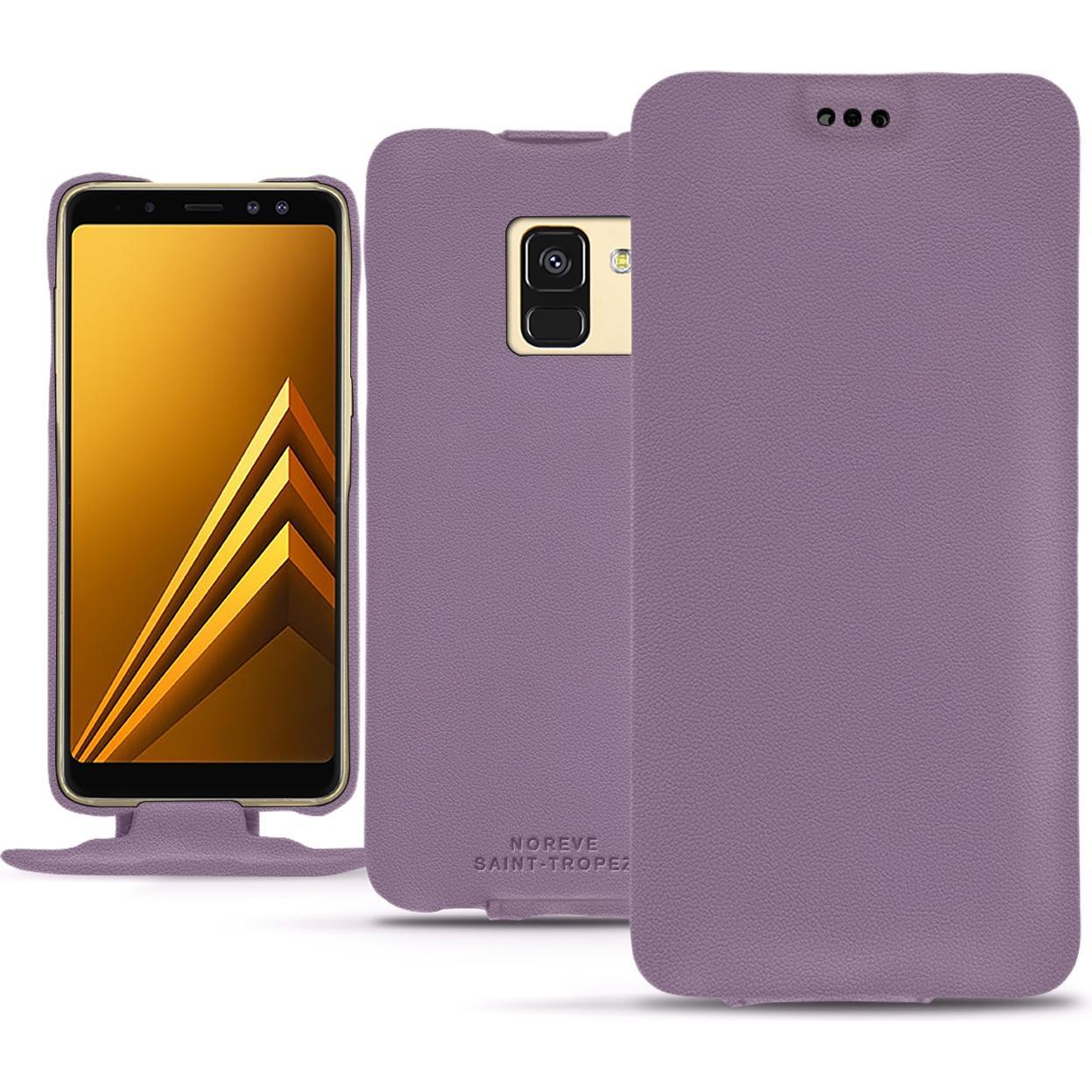 Noreve Lederschutzhülle vertikal (Samsung Galaxy A8+), Smartphone Hülle, Violett
