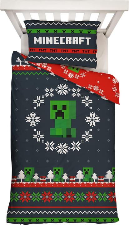 Minecraft Pixel Bettwäsche weihnachtliches Design wendbar