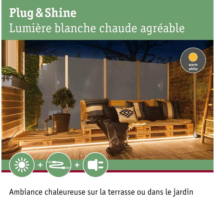 Immagine prodotto Paulmann Plug & Shine Stripe (Bianco caldo, 500 cm, Esterno)