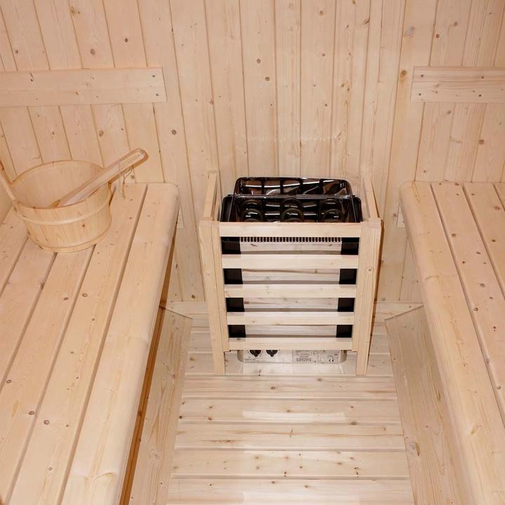 Actual product image Home Deluxe Outdoor sauna barrel sauna AQUILA DELUXE L- 195 x 220 cm for 4 persons - Sauna with 8kW heater