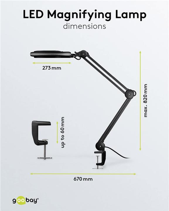 Produktbild Goobay LED-Klemm-Lupenleuchte, 8 W, schwarz (650 lm)
