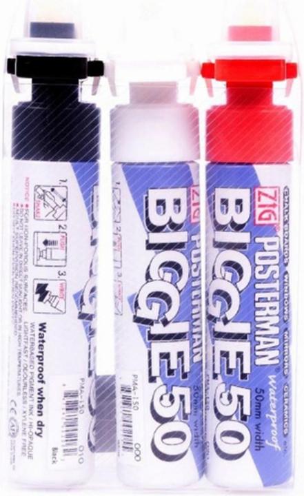 Actual product image Zig Marker Posterman Biggie (White, Black, Red, 50 mm, 3 x)