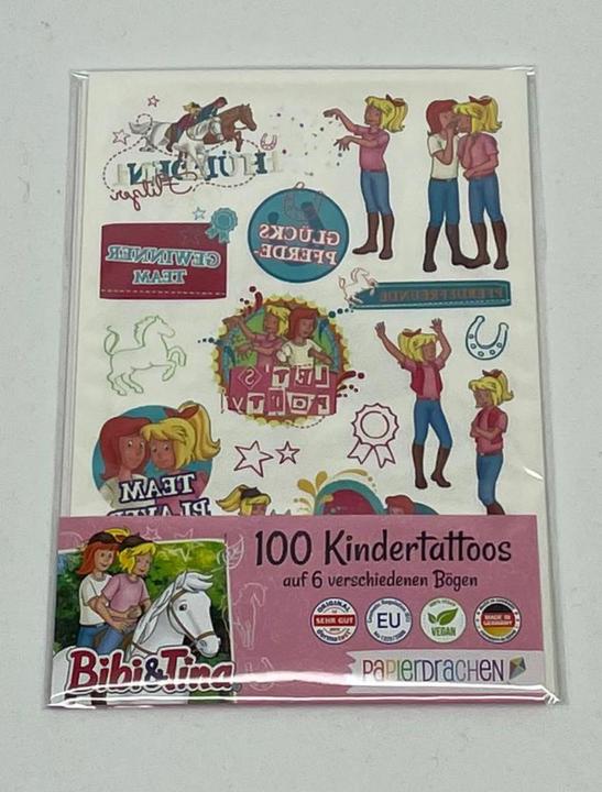 Image du produit Papierdrachen Kit de tatouage pour enfants - Bibi et Tina (100 pièces sur 6 feuilles)
