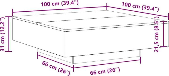 Immagine prodotto vidaXL Tavolino da caffè (100 x 100 x 31 cm)