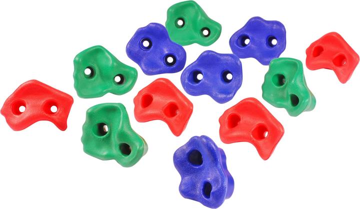 Hudora 12 Stück Klettergriffe (Blau, Grün, Rot)