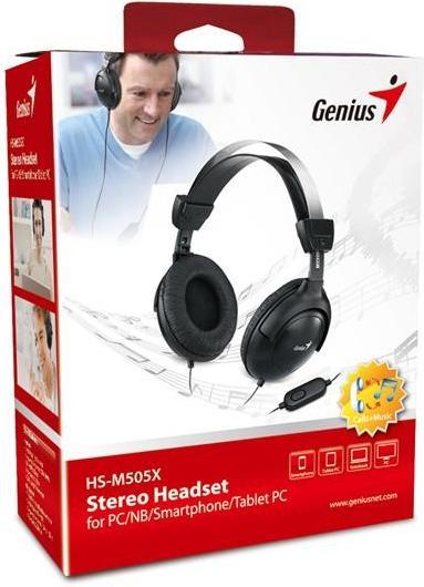 Actual product image Genius HS-505X Headset Wired Head-band Calls/Music Black (Cable)