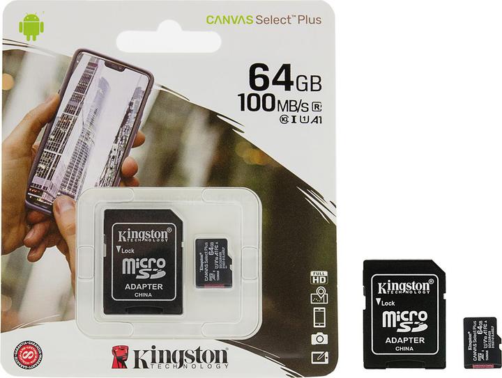 Actual product image Patona Kingston Speicherkarte MicroSDXC 64GB 1000 MB/s Class 10 (64 GB, microSD, U1, UHS-I)