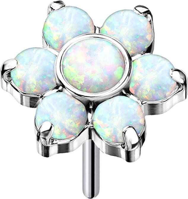 Immagine prodotto Star Piercing Threadless fiori d'argento opali bianchi (senza ottone, Titanio)