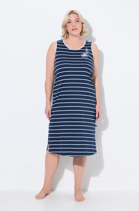 Immagine prodotto Ulla Popken Camicia da notte a righe con taglio smanicato, ricami e scollo a girocollo (42, 44)