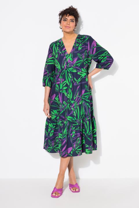 Produktbild Ulla Popken Maxikleid, A-Linie, V-Ausschnitt, 3/4-Arm (50, 52)