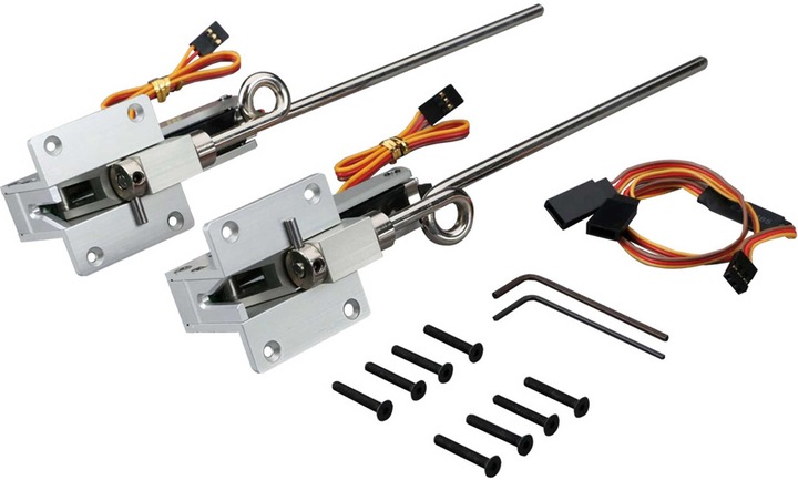 Produktbild E-Flite Einziehfahrwerk elektrisch 60 - 120 95-Grad rotierend 2-Bein f. Hangar 9 F4U-1A Corsair