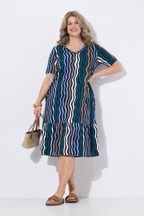 Produktbild Ulla Popken Midikleid, Wellen, V-Ausschnitt, Halbarm (54, 56)