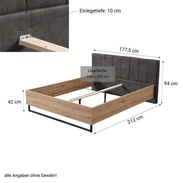 Immagine prodotto Homestyle4u Letto matrimoniale imbottito in stile industriale (160 x 200 cm)