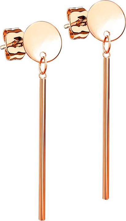 Image du produit Star Piercing Boucles d'oreilles or rose plaque ronde pendentif cylindre (sans laiton, Acier chirurgical 316L)