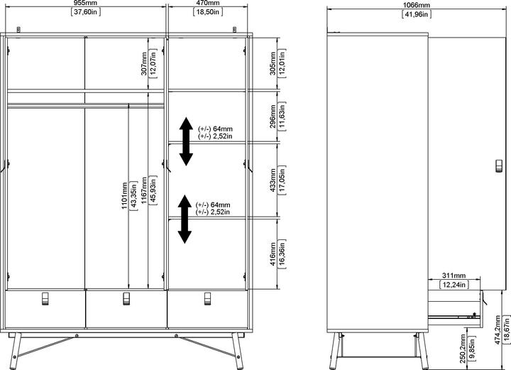 Produktbild Tvilum Kleiderschrank Rye (150.20 x 60.10 x 200.40 cm)