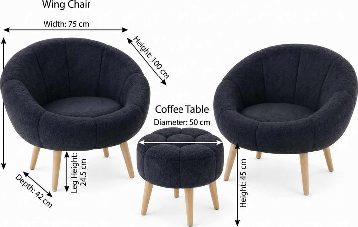 Produktbild Atelier del Sofa Lida Wellsoft Wing Chair & Pouffe Set (3 Pieces)