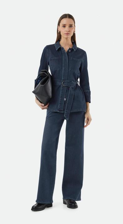 Actual product image Comma Indoor-Jacke Elegante Denimjacke mit Umlegekragen und Bindegürtel (34)
