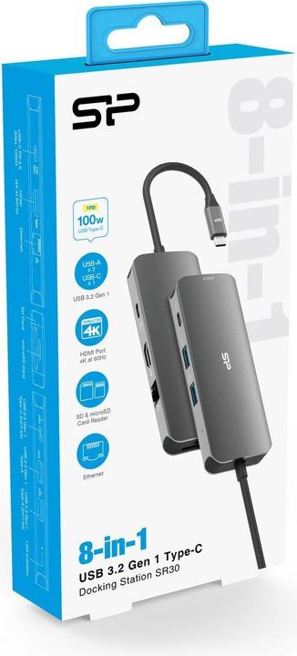 Productafbeelding Silicon Power Draadloze SR30 8in1 (USB-C, 8 ports)