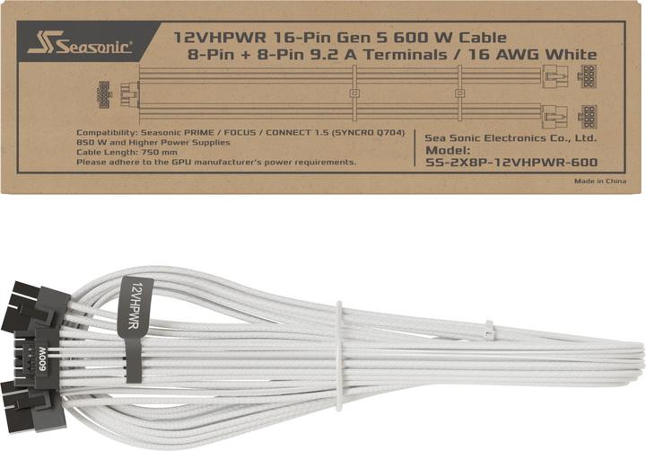 Actual product image Seasonic 12VHPWR Adapter cable 75 cm, White