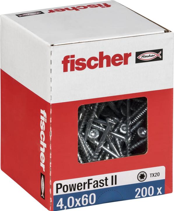 Actual product image Fischer PowerFast II 4.0x60 SK TX TG blvz 200 (200 Screws per piece)
