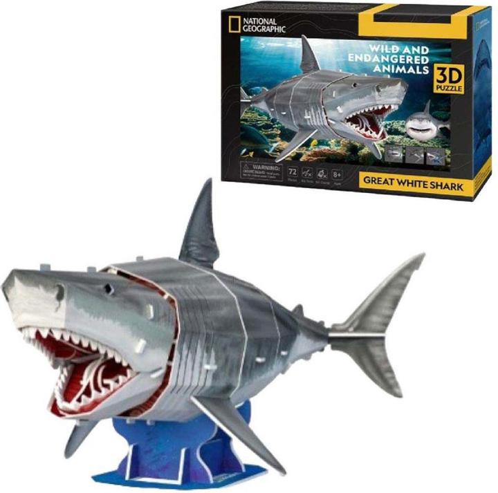 Actual product image Dante 3D jigsaw puzzle 78 pieces Great White Shark (78 pieces)
