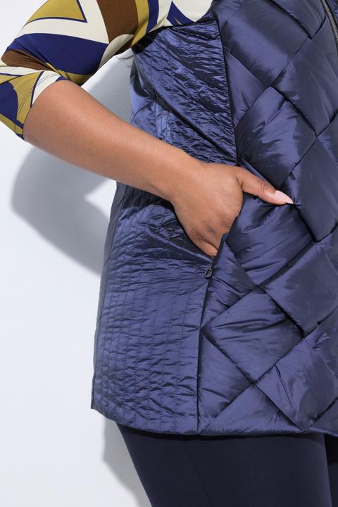 Actual product image Ulla Popken Long-Steppweste, Stehkragen, Two-Tone-Stepp, ärmellos (50, 52)