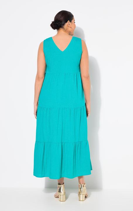 Produktbild Ulla Popken Stufen-Maxikleid, A-Linie, V-Ausschnitt, ärmellos (48)