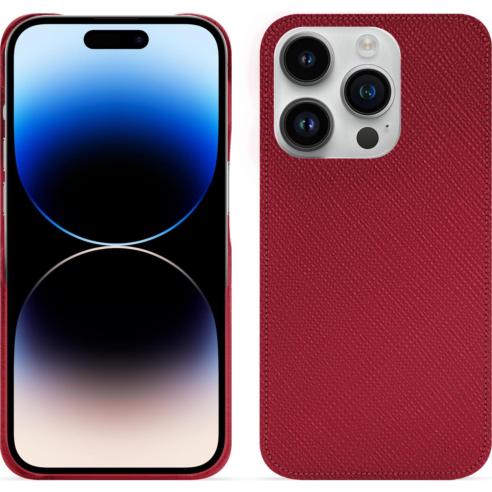 Noreve Lederschutzhülle (Apple iPhone 15 Pro), Smartphone Hülle, Rot