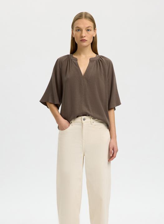 Immagine prodotto Selected Slfviva 2/4 V-Neck Linen Blend Top Noos (36)