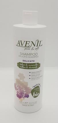 Image du produit Avenil Shampooing bio pour cuir chevelu sensible à la mauve et à la camomille 400ml (400 ml, Shampoing liquide)