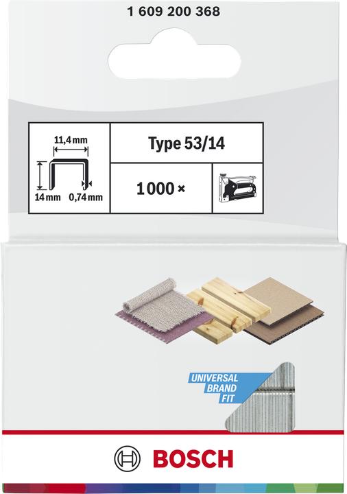 Produktbild Bosch Professional Zubehör Feindrahtklammer Typ 53, 11,4 x 0,74 x 14 mm, 1000er-Pack