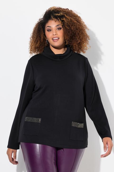 Produktbild Ulla Popken Sweatshirt, Ziersteintaschen, Boxy, Stehkragen, Langarm (42, 44)