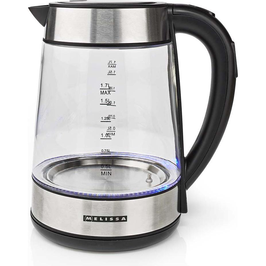 Melissa Digitaler Wasserkocher 1,7 l 2200 W Glas 50/70/80/90/100 °C Voreinstellungen 360°, Wasserkocher, Transparent