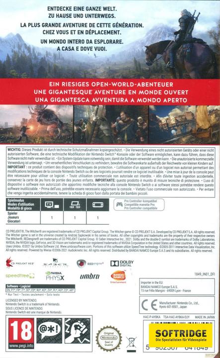 Image du produit Bandai Namco The Witcher 3: Wild Hunt (Switch, DE)