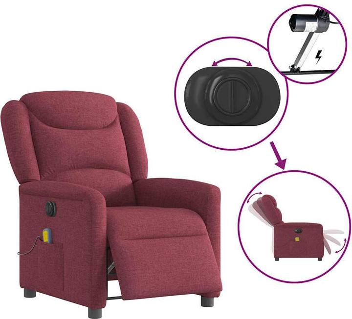 Immagine prodotto VidaXL Sedia da massaggio elettrica in tessuto rosso vino