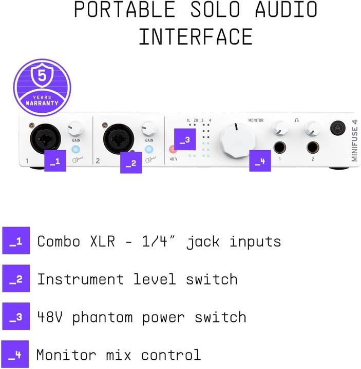Image du produit Arturia MiniFuse 4 White (jack 6,3 mm, USB)