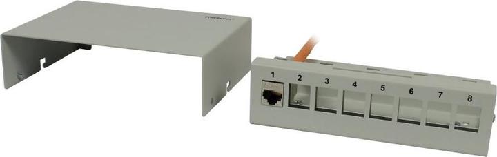Actual product image Synergy 21 Keystone module support patch panel for 8x TP module surface-mounted metal light grey