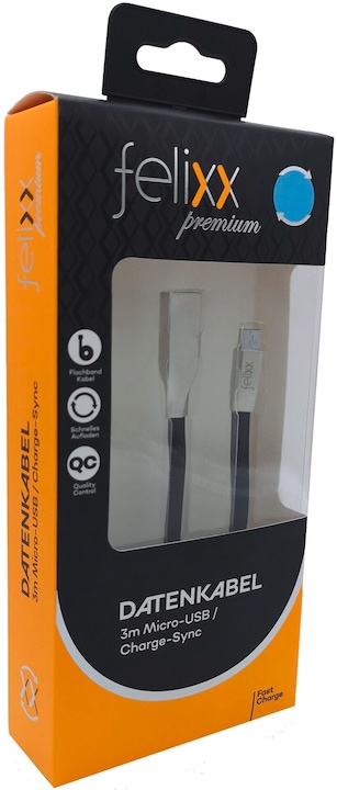 Actual product image Felixx Data charging cable flat ribbon (3 m, USB 2.0)