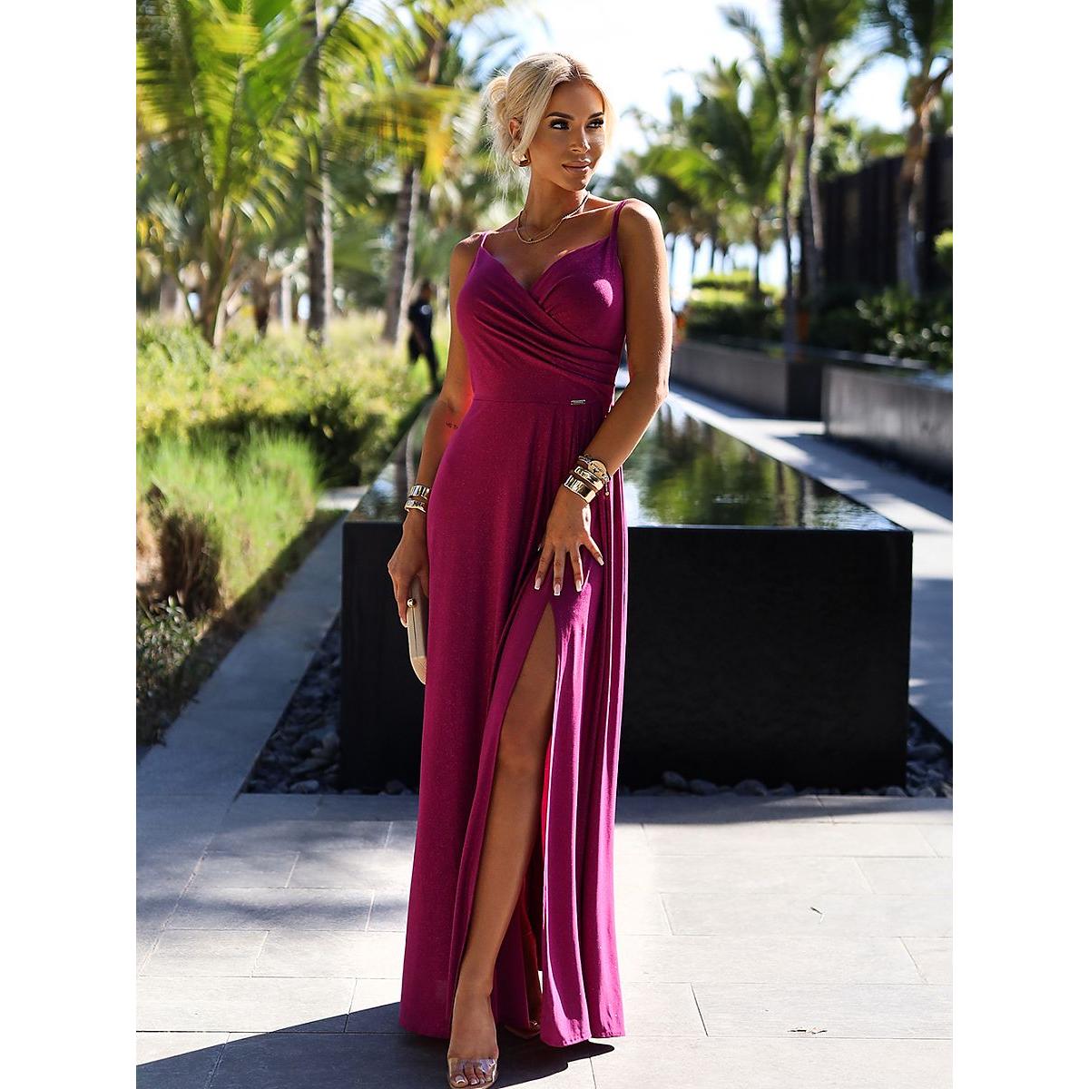 Numoco, Damen, Kleider, Langes Kleid model, Rosa, (XL)