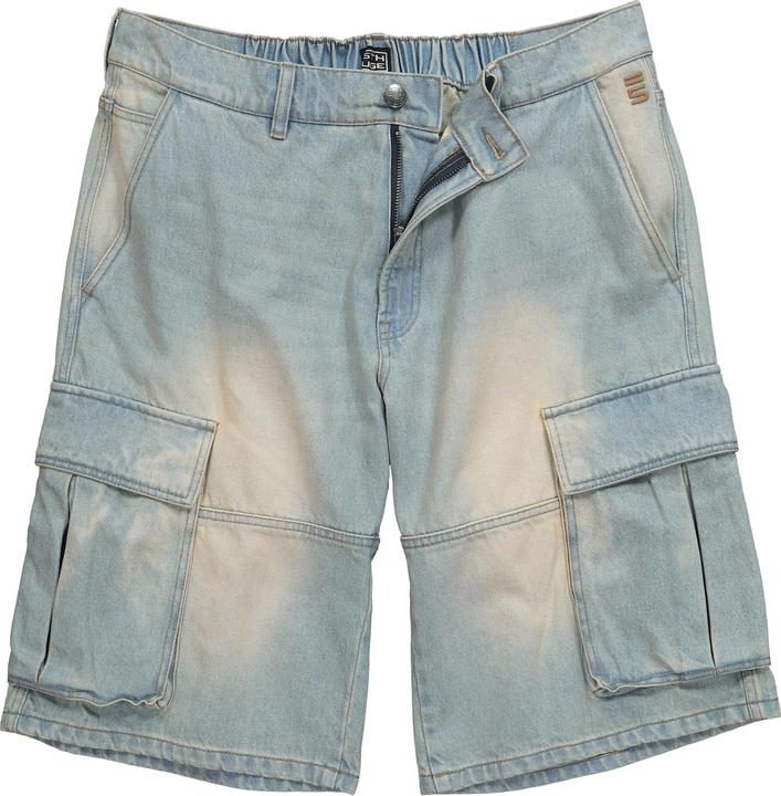 Actual product image Sthuge denim Bermuda shorts, baggy fit, Cargo pockets, bleached denim, up to size 72 (62)
