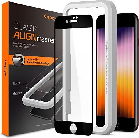 Produktbild Spigen tempered glass ALM GLASS FC for iPhone 7 / 8 / SE 2020 / SE 2022 black (1 Stück, LG K8 2017, Apple iPhone SE (2nd Gen))