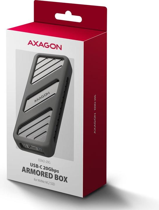 Actual product image Axagon EEM2-20G NVMe SSD enclosure, USB-C 3.2, 20 Gbps, 2230 - 2280 - black (M.2 2280, M.2 2230, M.2 2260, M.2 2242)
