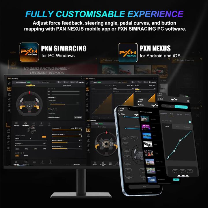 Actual product image PXN PXN-V10 Ultra gaming set - steering wheel + pedal + clamps + mounting accessories (PS4 / Xbox on... (PC, PS4, Xbox One S, Xbox Series X)