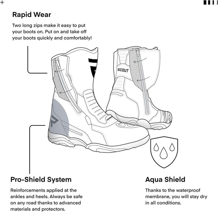 Immagine prodotto Rebelhorn Scout Black Matt Motorcycle Boots 45 (Uomini, 45)