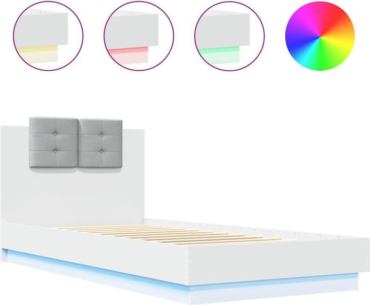 Produktbild vidaXL Bettgestell mit Kopfteil und LED-Leuchten (90 x 200 cm)