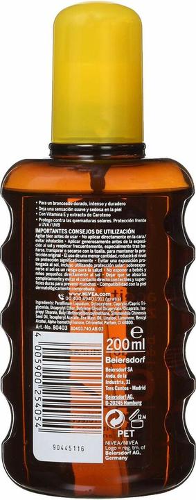 Immagine prodotto NIVEA Olio solare spray Spf 6 200ml (Olio abbronzatura, Fino a SPF 10, 200 ml, 0.10 g)