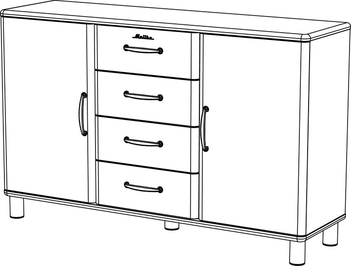 Produktbild tenzo Malibu Anrichte Metall/Holzwerkstoff 146x41x92 cm (146 x 41 x 92 cm)